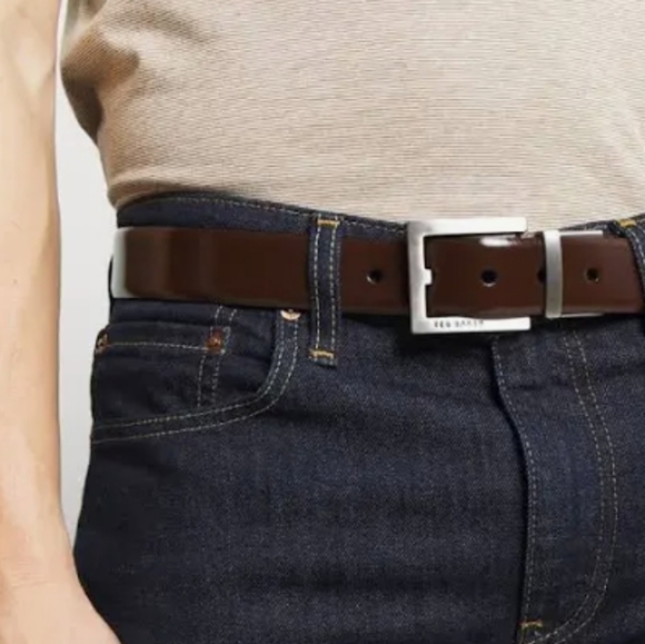 Ted Baker London Dark & Chestnut Brown Reversible Leather Belt 39 - Picture 2 of 16